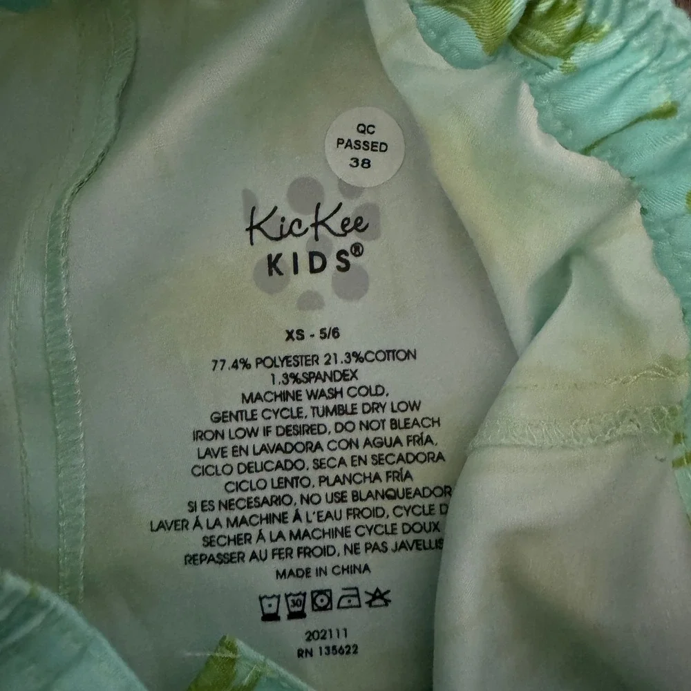 KicKee Pants Swim Trunks Boys XS 5/6 Summer Sky Palm Trees BTN1341